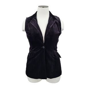 Coldwater Creek Black Velvet Vest Single Breasted Women's Plus Size 16